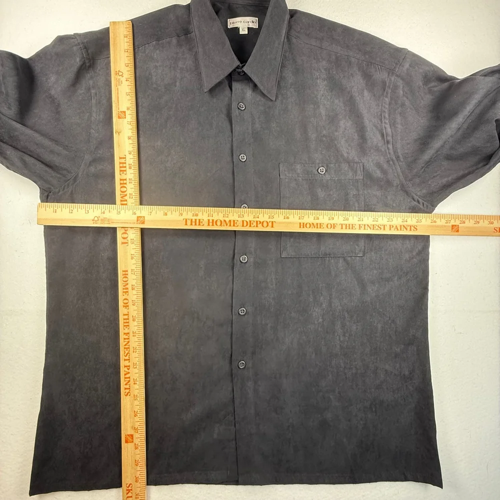 Pierre Cardin Black Faux Suede Long Sleeve Button-Up Shirt Size XL